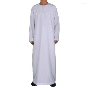 Etniska kläder polyester oman arabisk jubba mantel saudi islamiska muslimska män lång tunika vit boubou homme musulman klänning umrah thobe