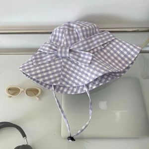 Wide Brim Hats Sunshade Sun Hat Fashion Foldable Checker Style Sunscreen Cap Summer Show Small Facial Features Fisherman