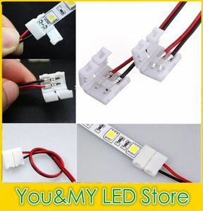 Edison2011 10mm Width 2 Pin Single Color Led Strip Connector 5050 Led Strip No Need Welding Ship2038419