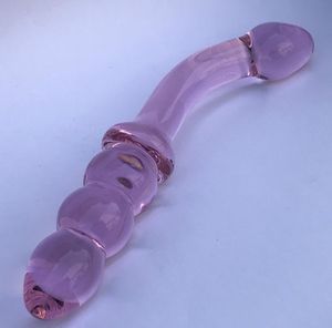 Podwójne dildo głowica różowy kryształowy szklany dildo erotyczny erotyczny seksshop dorosły sextoys Big penis trzy koraliki anal wtyczne zabawki seksualne dla kobiety2678741