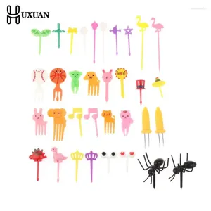 Forks 6/8/10/12Pcs Animal Fruit Fork Castle Picks Bento Box Cartoon Toothpicks Accessories