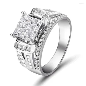 Wedding Rings Huitan Geometric Design Princess Cubic Zirconia Women Modern Fashion Party Luxury Trendy Female Finger Accessories