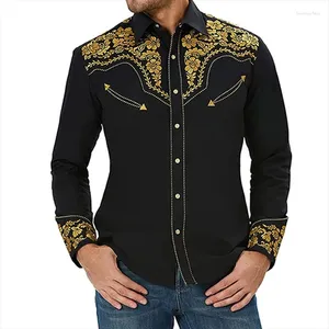 Men's Casual Shirts 2024 Spring Summer Fashion Long Sleeve Lapel Button Map Daily High Quality Soft Fabric Western Men Plus Size 6XL