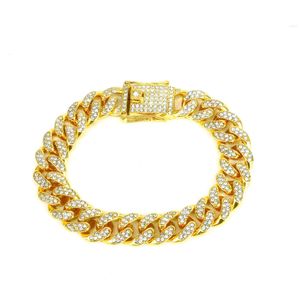 Bracciale largo 12 mm Bracciale Hip Hop Fashion Fashion Miami Cuban Catena ghiacciata Diamond