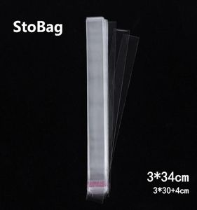 StoBag 1000pcs 334cm Clear Cellophane Cello Bags Plastic Long OPP Card Display Self Adhesive Peel Seal Slender Bag Gift Jewelry8531180