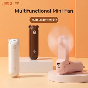 Jisulife Portable Fan 3 in 1 mini mini di raffreddamento a mano USB 4800Mah ricarica piccola tasca con torcia per banca elettrica 240424