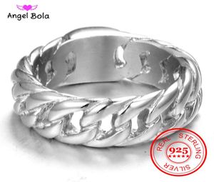 Finger Art Retro S925 Sterling Silver Buddha Ring Punk Biker Jóias Anel de corrente larga Corrente 2807647