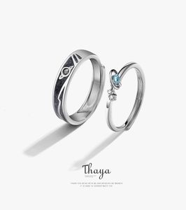 Thaya Women Rings Jewelry 3D Texture Rings Blue Planetカップル925スターリングシルバーリング女性婚約ギフト2010061906432