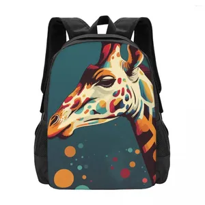 Rucksack Giraffe Retro mehrfarbige Student Polyester Cycling -Rucksäcke Leichtes stilvoller Schulbeutel Rucksack