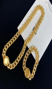 18k Gold Cuban Thick Chain Head Necklace Fashion Personality Armband Street Accessories7773105