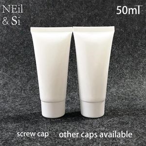 Storage Bottles 50ml White Plastic Soft Tube 50g Facial Cleanser Hand Cream Lotion Squeeze Empty Cosmetic Containers 50pcs