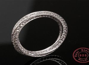 JRL Luxo Full Stone Full 5A Zircon Birthstone 925 Sterling Silver Real Eternity Ring Women Wedding Ring Engagement Tamanho 510 GIF4255732