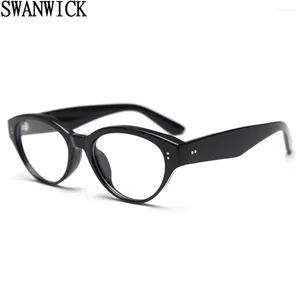 Sunglasses Frames Swanwick Retro Glasses For Women TR90 Clear Lens Cat Eye Frame Vintage Decoration Men Brown Grey Light Weight Spectacle