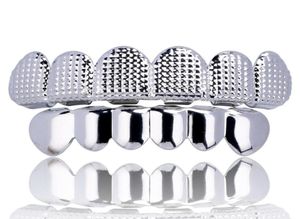 18K الذهب عثرة الشبكة الأسنان Grillz Hip Hop Men039s شوايات أعلى وأسفل الأسنان الفم البانك أسنان مغني الراب تأثيري جودة الجوهرة 3820435