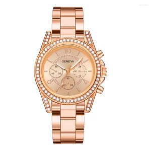 Armbanduhr Mode Frauen Genf Uhren Luxus Edelstahl -Strass -Uhr -Geschenk Zegarek Damski