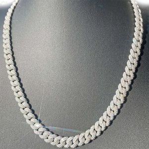 Custom Hip Hop Jewelry Pave Setting 9mm Iced Out Silver Miami Moissanite Cuban Link Chain