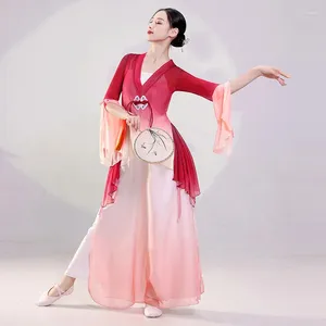 Abbigliamento da palcoscenico abiti da danza folk cinese classica per donne mostrano costume da abbigliamento da sera di compleanno con corpi specchio Hanfu