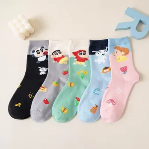 Women Socks 5 Pack Kawaii Crayons Shin-Chans Cartoon Anime Summer Breathable Lightweight Comfortable Cotton