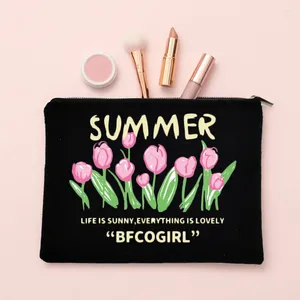 Bolsas de cosméticos estampas florais elegantes Bolsa de higiene pessoal à prova d'água Pouca portátil Organizador compacto de maquiagem para mulheres Presente de aniversário ideal