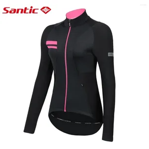 Giacche da corsa santiche donne in pile pile cappotto in bici anticonfesvo inverno inverno ciclistica ciclistica soft shell mtb winkasher asiatico dimensione asiatica