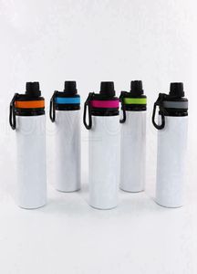 Garrafas de água em branco de alumínio de sublimação 600 ml Tolhas de chaleira resistente ao calor Esportes de copos de capa branca com alça Sea RRC3867468