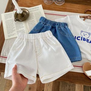 Shorts Summer Children Solid Denim Boy Baby Baby Simple Gambia larga jeans per bambini pantaloni casual pantaloni cotone cotone