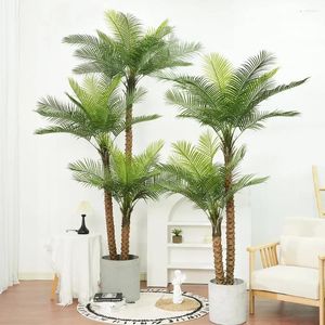 Kwiaty dekoracyjne duże sztuczne drzewa kokosowe fałszywe zielone rośliny z pE Pited Palm Tree Bonsai Decor Home Decor Indoor Garden salon