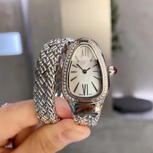 zegarek WomenWatch Serpentn Watch z Dimond Relojes Bransoletka wąż Watch Klasyczny Rose Gold Spring Memory Materiał z cyrkonem Relogios