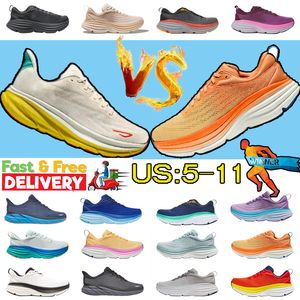 Mens Running Shoes designer sneakers Bondi 8 9 triple black white Harbor Mist Lunar Rock Shell Coral Peach Goblin Blue Yellow womens trainers