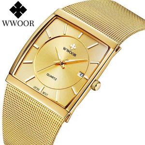 Orologi da polso wwoor lussuoso uomo oro quadrato giapponese in gamba magra in acciaio sottili sport impermeabiliti automatici da polso es relogio mascolino d240430