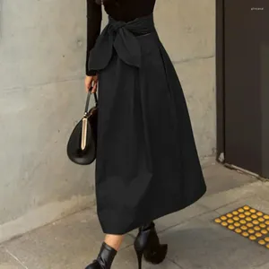 Women's Vintage Pleated Long Maxi Skirt High Waist Evening Party A Line Stretch Full Length Casual Skirts Wholesale