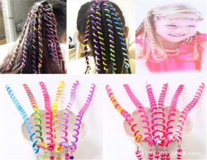 Strängpärlor Rainbow Hair Winding Stick Diy Children Spiral Color Coil Hair Curlers Tiaras Braid Girl Curling Stick Braid2850165