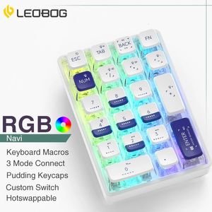 Leobog K21 Bluetooth Number Pad Механическая цифровая клавиатура 21 Клавиша прозрачная Pohop Accounting Numpad Gaming Keyboard 240429