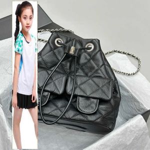 Kids Çantalar Lüks Marka CC Bag 23B Kadın Buzağı Vinatge Drawstring Kova Sırt Çantası Çantalar Çift Koruma Gümüş Metal Donanım Matelasse Zincir Crossbody Omuz Han