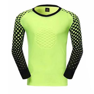 Custom Kids Men Soccer Goalkeeper Jersey Quick Dry O-neck Polka Dot Long Sleeve Sponge Pad Protection Football Doorkeeper Shirt 240426