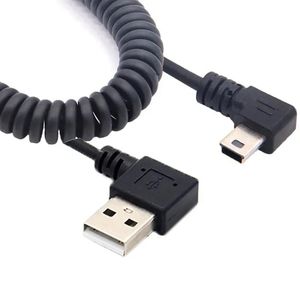 NEU MINI USB MALE 90 Grad rechtwinklig zu USB -männlichen Rechtwinkelfeder Retractable Cable Sync Data Ladet 1 m Mikro -Rechtsangel