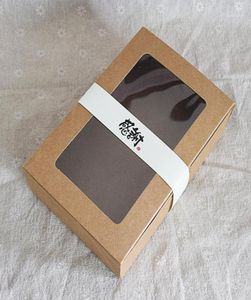 20PCS 18x12x5cm Brown Kraft Paper Box With Window Gift Box cajas de carton Packaging Cookie Macaron Wedding Gift18599265