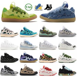 Top qualidade de luxo calfskin borracha Nappa calçada de designer de designer de baixo OG Os treinadores de plataforma de couro azul de jeans azul hightop camurça plana prateada esportes esportivos ao ar livre de prata