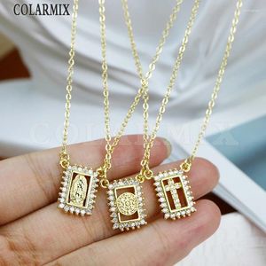 Chains 6pieces Tiny Zircon Medal Pendant Necklace Religion Jewelry For Women Gift Classic Design