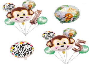 Decoração de festa 1set desenho animado animal marrom macaco helium helium balão zoológico safari fazenda tem tema decorações de aniversário crianças chá de bebê t8945036