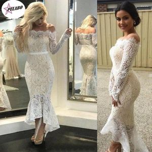 Casual Dresses Pulabo Elegant White Party for Bridal Lace Sequin Cold Shoulder Sexig Midi Social Festival Vestidos Robe Female Dress