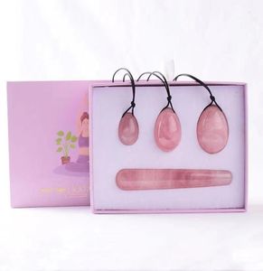 Rose Quartz Yoni Egg Massage Wand Gift Box Set Natural Stone Crystal Eggs Drill Ball Kegal Exercise Pelvic Floor Muscle Vaginal8355883