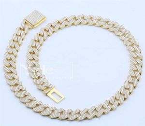 Anpassad hiphop bling zirkon kubansk halsband 12mm kubansk länk halsband247l6935791