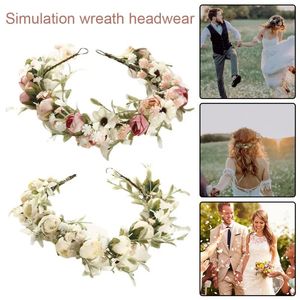 Decorative Flowers 1/2pcs Bride Baby Floral Crown Handmade Simulation Flower Wreath Garland Head Hoop Wedding Headbands Hair Jewelry
