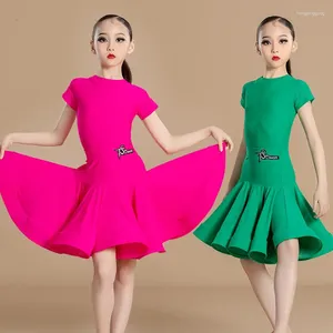 Scene Wear Summer Girls Latin Dance Competition Dress Children's National Standard Ballroom Professional Dresses kläder 10170