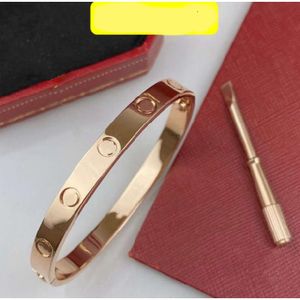 Armband Designer Schmuck Mode Gold Bangle Hochwertige Frauenbänder Luxus Mens Marke Rose Silber 6 mm Edelstahl 4 Stein 2024
