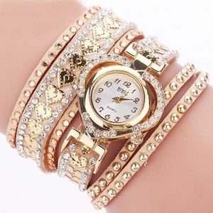 Armbanduhren hochwertige Frauen Armband ES Luxus Ladies Leder Quarz Strass Handgelenke Uhr Damen Kleid es Geschenk Zegarek D240430