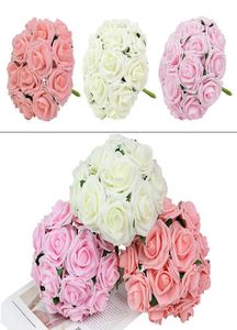 Flores decorativas grinaldas 1025pcs 7cm rosa bege pege peom rosa rosa flor artificial bouquet home decoração de casamento scrapboo67770858