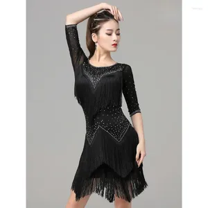 Stage Wear Latin Skirt Performance Costume Female Dance Competition Dress Adult Group Tassel