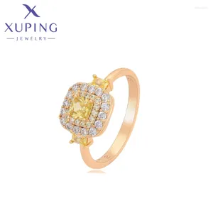 Ringos de cluster Xuping Jóias Chegada Quadrada Pedra Ring Color Gold Para Mulheres Presente A00918388